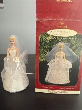Hallmark Wedding Day Barbie Ornament - White and Gold Accents